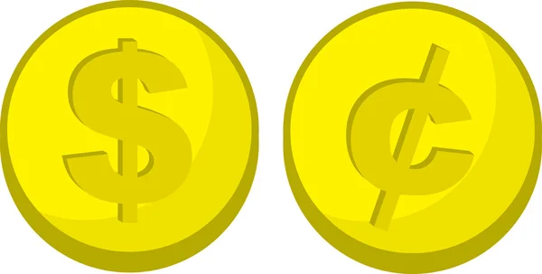 Símbolo do centavo do dólar das moedas — Vetor de Stock