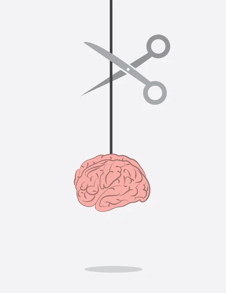 Brain String Scissors — Stock Vector
