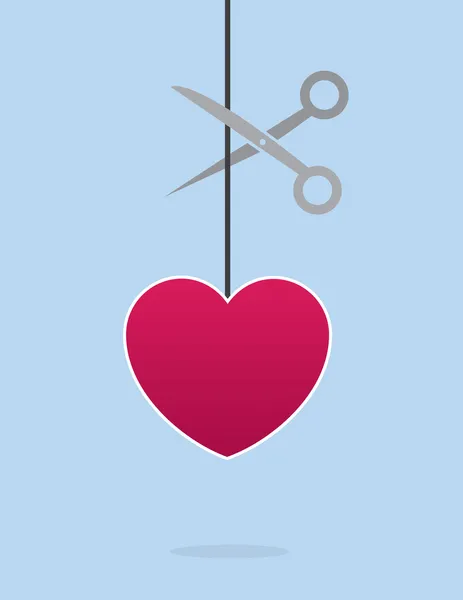 Heart String Scissors — Stock Vector