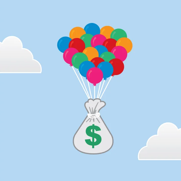 Pieniądze pływających balony — Wektor stockowy