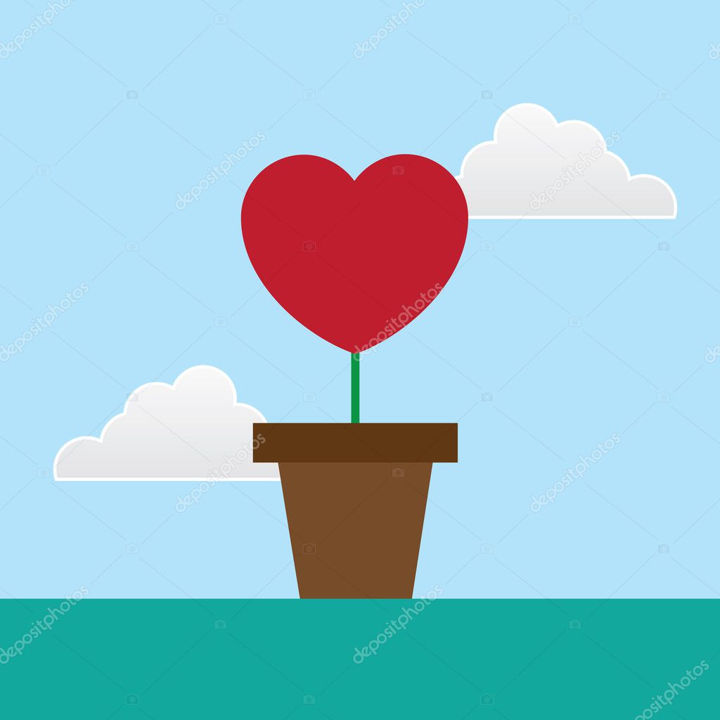 Flower Pot Heart — Stock Vector © milo827 40231587