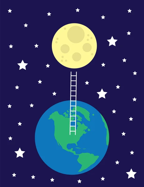 Ladder From Earth To Moon — Stockvector