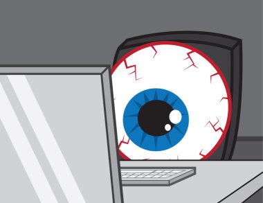 Computer Desk Eye Bloodshot clipart