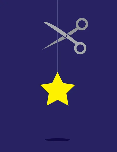 Tijeras de cuerda de estrella — Vector de stock