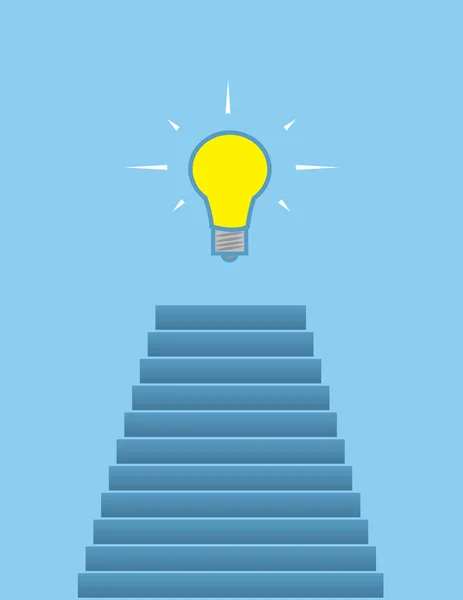 Steps up to Lightbulb — Stock Vector