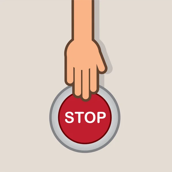 Stop Button Mão — Vetor de Stock