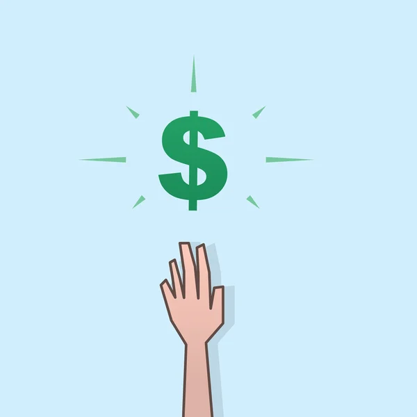 Hand Reaching Dollar Sign — Stock Vector
