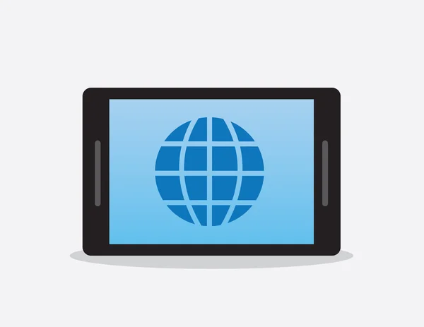 Símbolo do globo de telefone ou tablet — Vetor de Stock