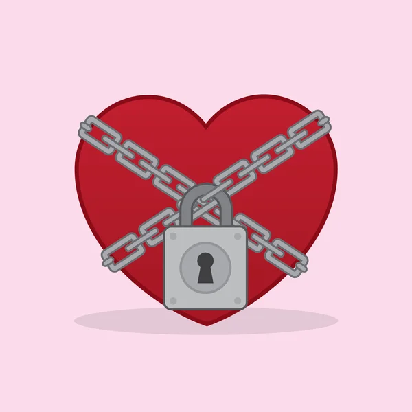 Καρδιά κλειδαριά αλυσίδες — Διανυσματικό Αρχείο