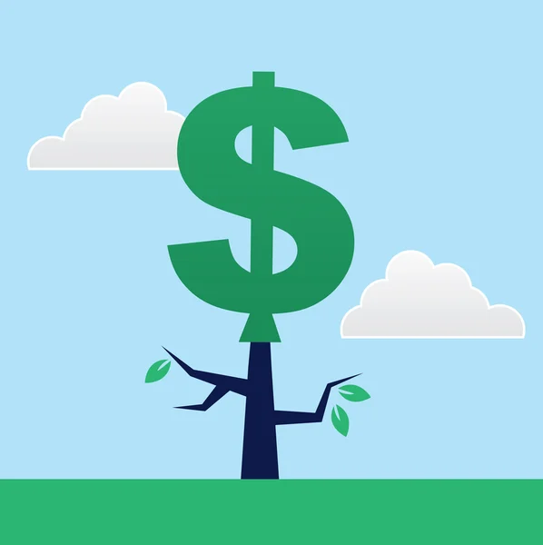 Drzewo znak dolara — Wektor stockowy