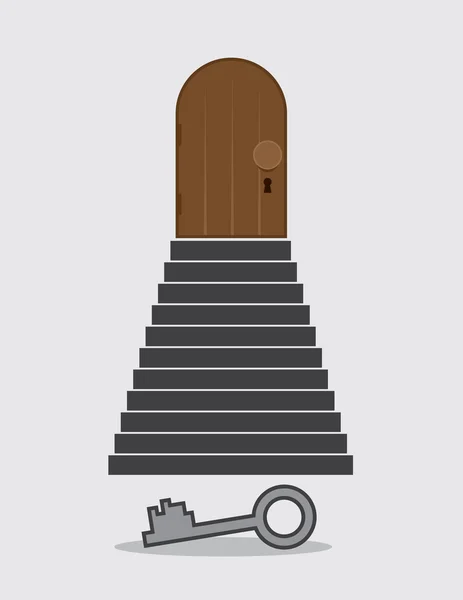 Steps Locked Door Key — Stock Vector