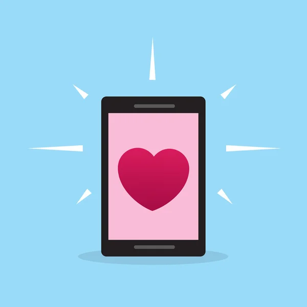 Telefonu kalp ekran — Stok Vektör
