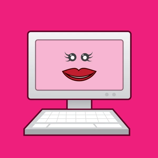 Počítač ženská tvář — Stockový vektor