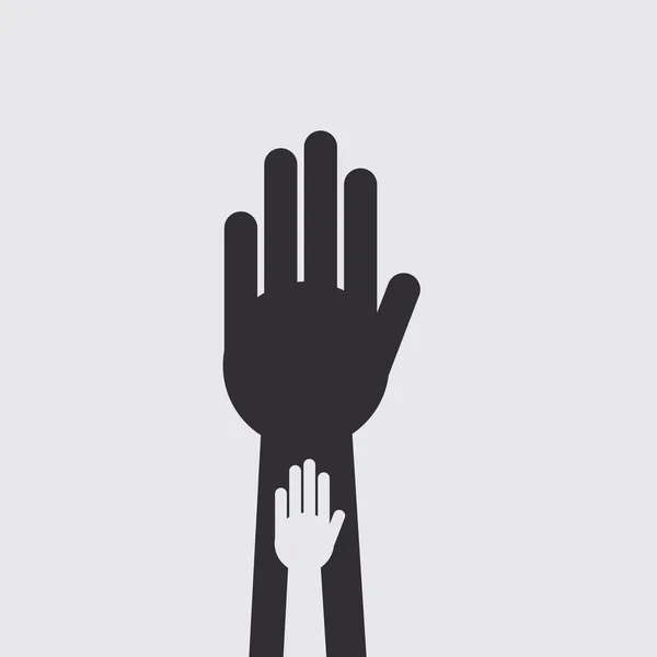 Hand in hand silhouet — Stockvector