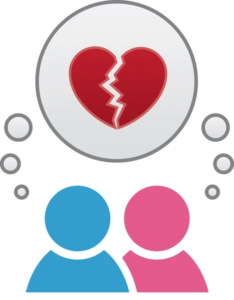 Boy Girl Thought Bubble Heart Break — Stock Vector