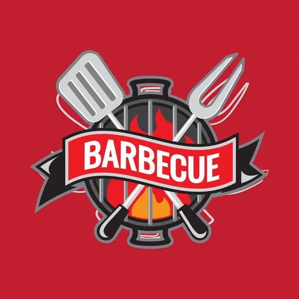 Barbecue party logo Schets met de hand gemaakt vector — Stockvector