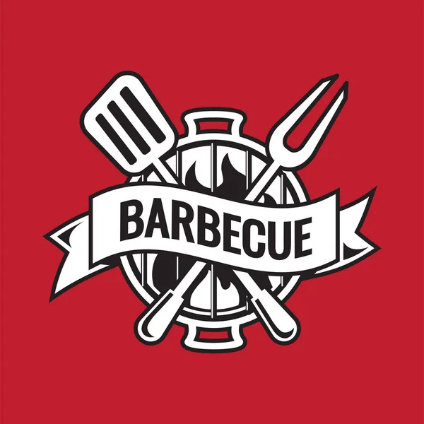 Barbecue party logo Schets met de hand gemaakt vector — Stockvector