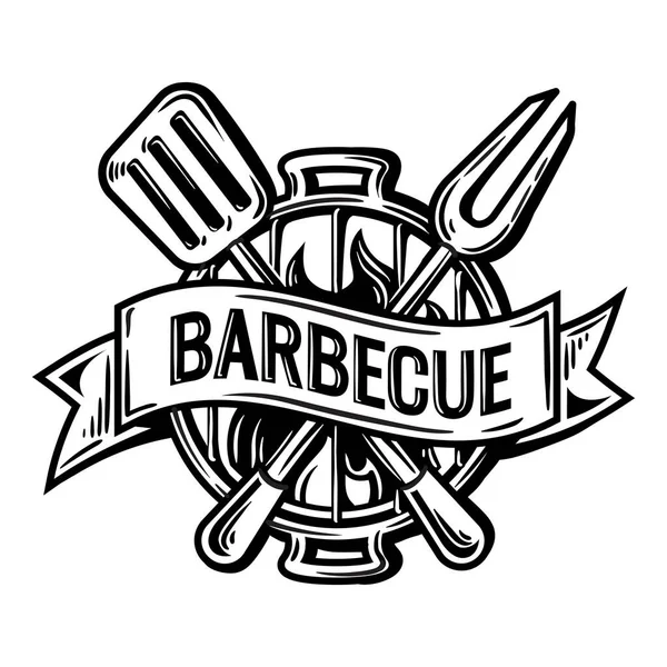 Logotipo da festa de churrasco Esboço vetor feito à mão —  Vetores de Stock