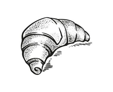 Kruvasan elle çizilmiş çıtır çıtır oymalı retro tarzı.