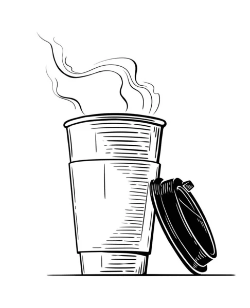 Papírový šálek s horkou kávou nebo čajem — Stockový vektor