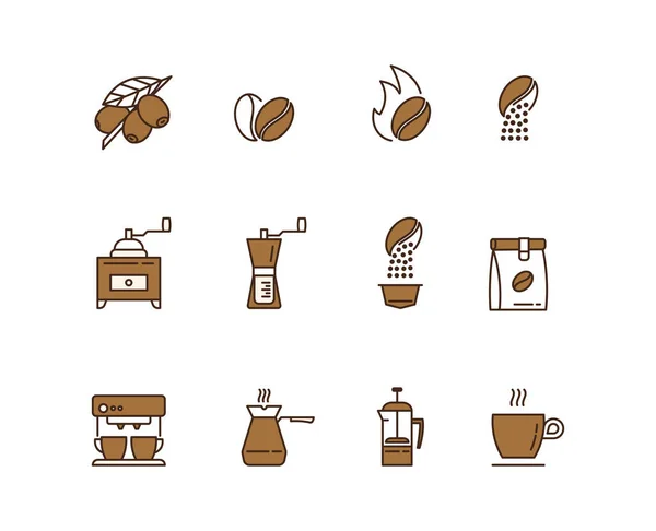 Icons coffee bean cup maker syphon collection — Stock Vector