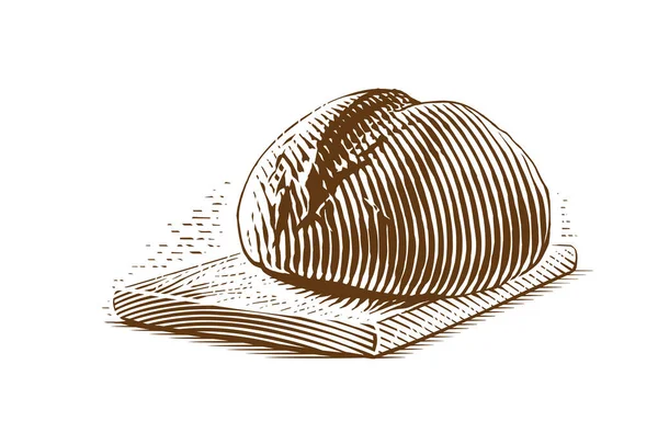 Круглый хлеб Ручной рисунок эскиз стиль иллюстрации — стоковый вектор