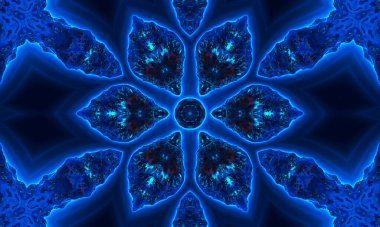 Mavi Donanma kaleydoskop desen arka plan. Daire desen. Soyut fraktal kaleydoskop arka plan. Soyut fraktal desen geometrik simetrik süsleme. Kaleydoskop mavi desen.