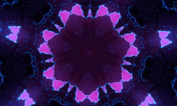 Neon Cyan Deep Blue Purple Shadow Kaleidoscope — Stock Photo, Image