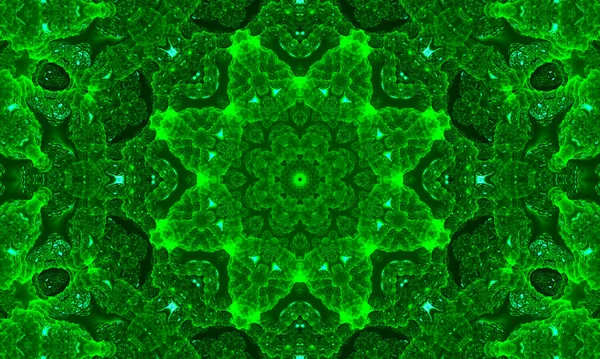 Ilustração Fisheye Green Caleidoscópio Abstrato Fundo Cenário Caleidoscópio Geométrico Multicolorido — Fotografia de Stock
