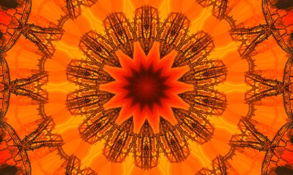 Orangefarbenes Polygonales Kaleidoskopmuster Das Aus Dreiecken Besteht Geometrischer Hintergrund Origami Stockfoto