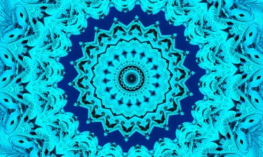 Cyan kaleydoskop arkaplanı, hediye paketi ve duvar kağıdı kavramı