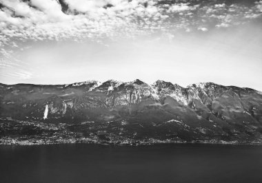 mountains in Switzerland black and white