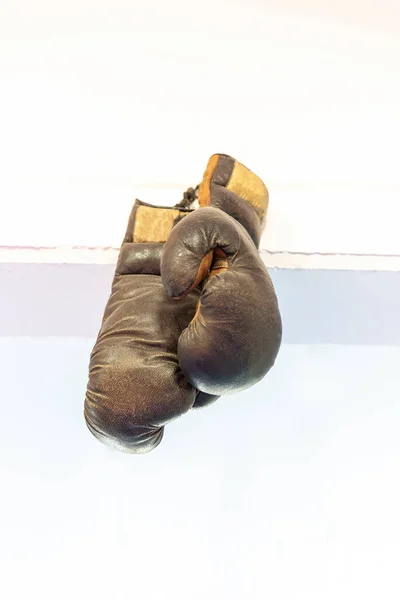 Luvas Boxe Profissional Antigo Detalhe Objeto Esportivo — Fotografia de Stock