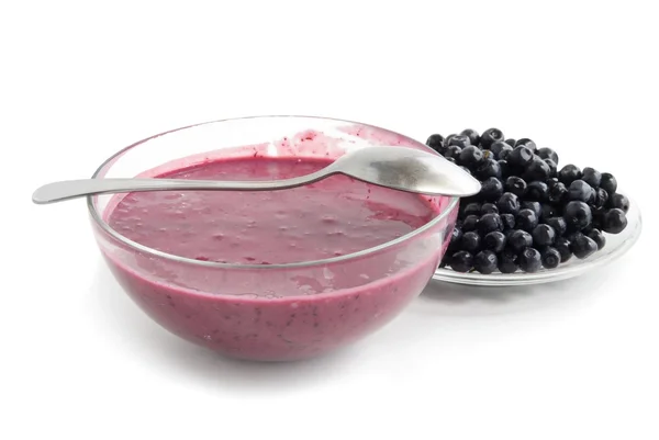 Blaubeeren, Joghurt als süßes Dessert — Stockfoto