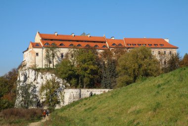 krakow yakınlarında tyniec kalker kayalar üzerinde benedictins cloister güçlendirilmiş