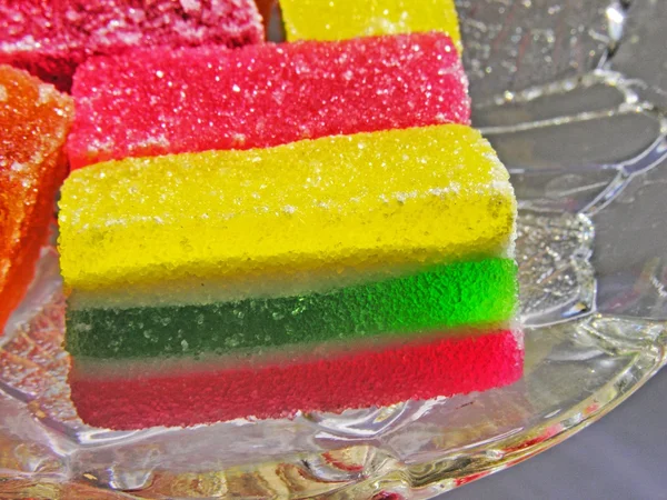 Sweet multicolor gelly cookies as tasty dessert — Stock Photo, Image
