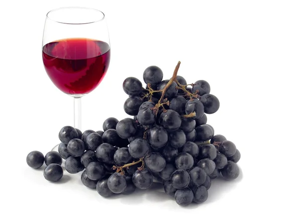 Rotwein und Trauben — Stockfoto