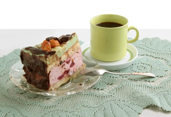 Portion Kuchen und Kaffee als leckeres Dessert — Stockfoto