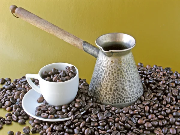 Pití kávy a fazole — Stock fotografie