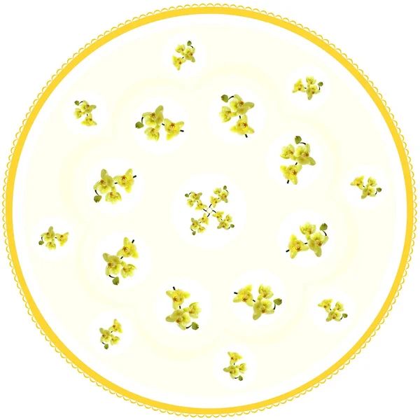 Orquídeas amarelas como padrão para toalha de mesa — Fotografia de Stock