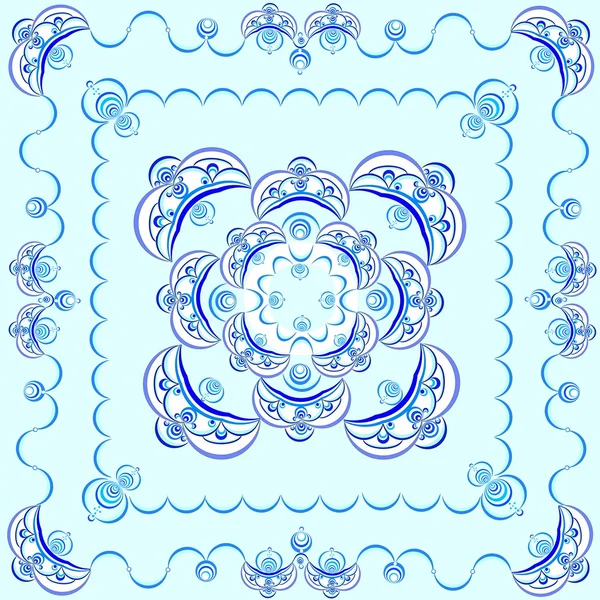 Regeling van de blauwe kleur, figuur, cirkel en curve als patroon voor tafellaken of servetring — Stockfoto