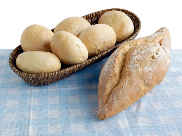 Rollos y barra de pan —  Fotos de Stock