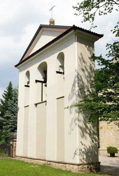 Belfry about old parish church in Jaslo — Stock Photo, Image