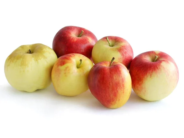 Röda Och Gula Äpplen Från Trädgård Sommaren — Stockfoto