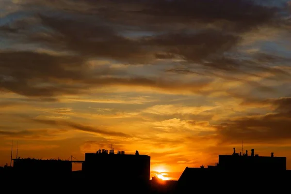 Bunte Malerische Landschaft Des Sonnenuntergangs Abend — Stockfoto
