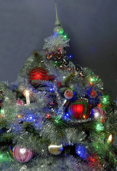 Vari Ornamenti Colorati Decorazioni Dell Albero Natale — Foto Stock