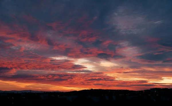 Sky Colorful Lights Clouds Sunset — стоковое фото