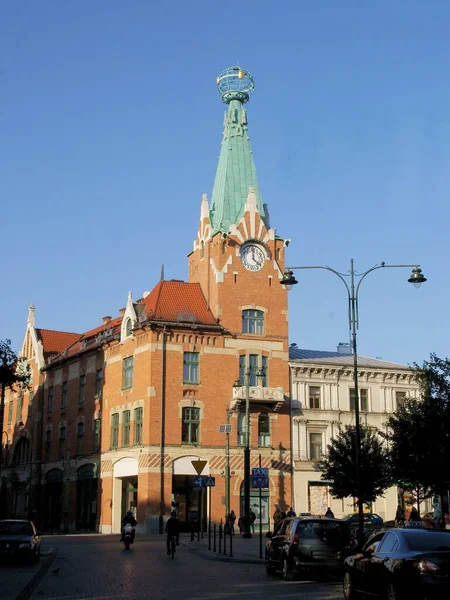 Vieux Bâtiment Avec Tour Centre Cracovie — Photo