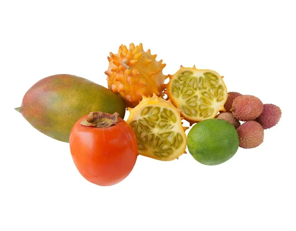 Conjunto Coloridas Frutas Tropicales Cerca —  Fotos de Stock