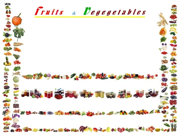 Set Gyümölcs Zöldséggyűjtemény Mint Egészséges Vegetáriánus Élelmiszer — Stock Fotó
